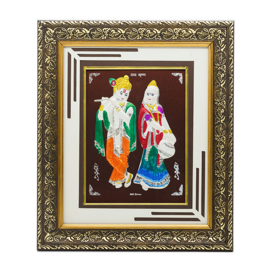 999 Silver Enamel RadhaKrishna Frame