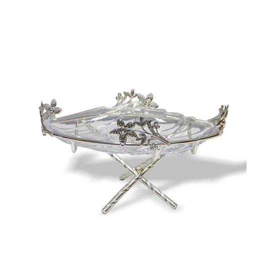 German silver stand with glass bowl