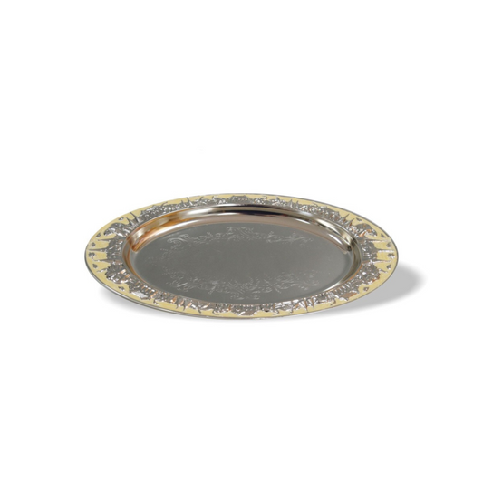 Oval peach enamel plate