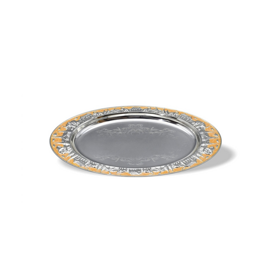 Oval peach enamel plate