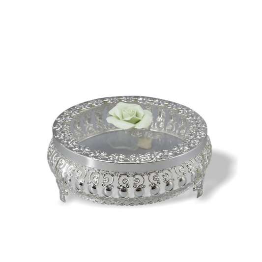 German silver box with flower lid
