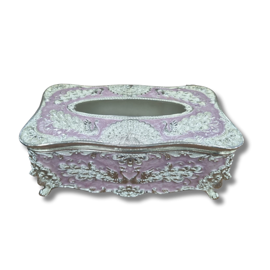 Enamel Peacock Tissue Box (Purple)