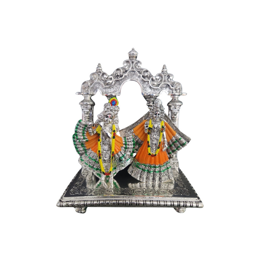 Silver Plated RadhaKrishna Idol