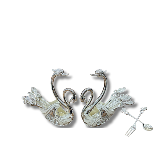 Swan spoon and fork set