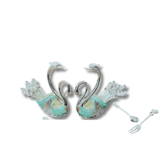 Swan spoon and fork set