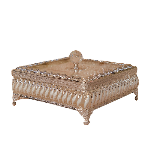 Enamel Dry Fruit/Mukhvas Box (white)