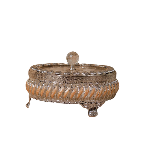 Round Enamel Dry Fruit/Mukhvas Box (peach)