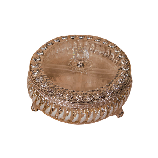 Round Enamel Dry Fruit/Mukhvas Box (white)