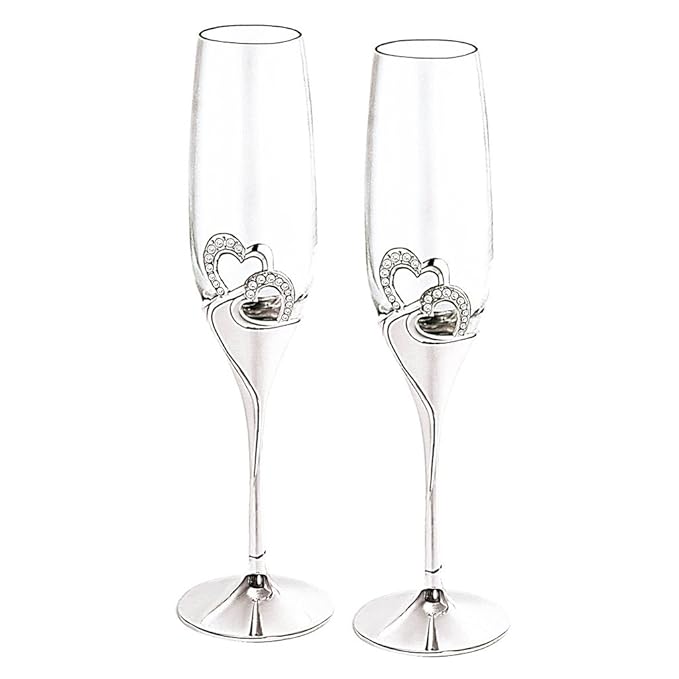 Silver plated heart wine glass set