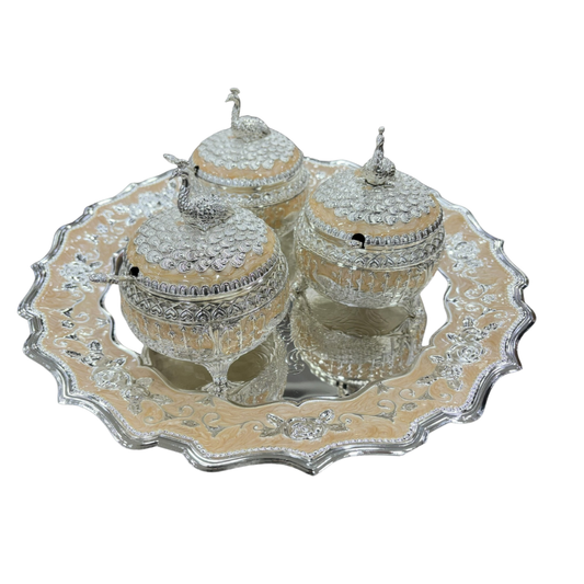 Enamel peacock candy set of 3 (peach)