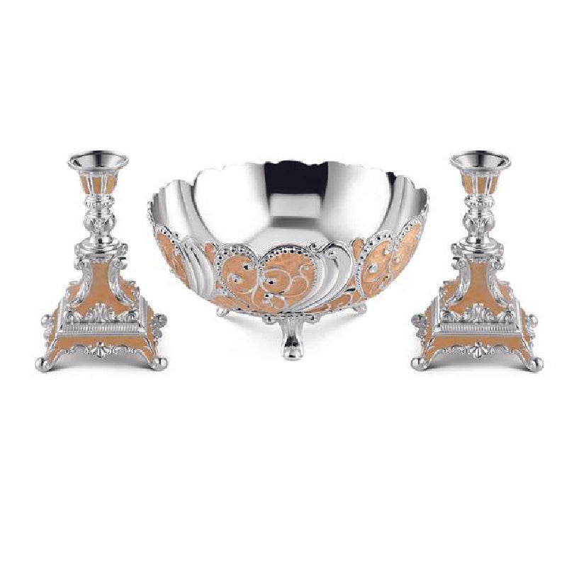 Enamel bowl and candle stand gifting set