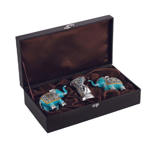 German silver elephant and candle stand gifting set