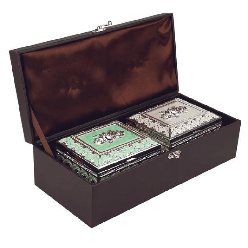 Enamel jewellery box set of 2