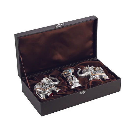 German silver elephant and candle stand gifting set
