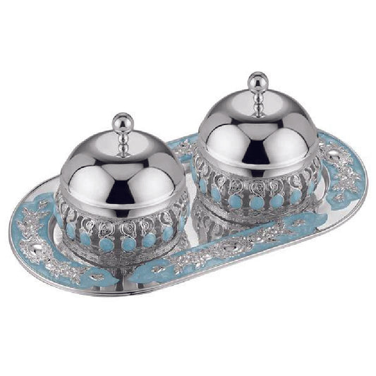 Enamel Candy Jar with Lid (Blue)