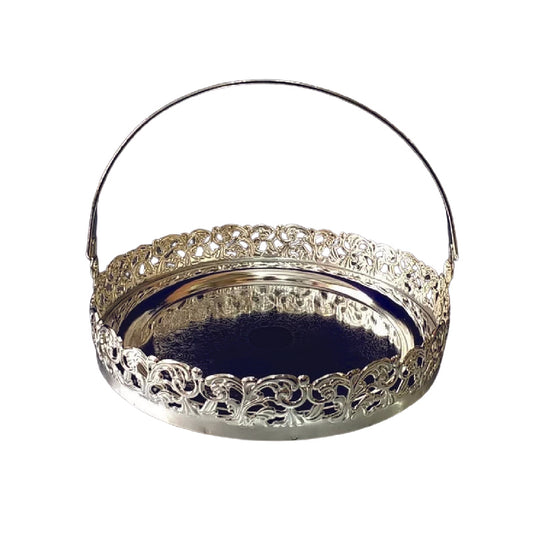 German Silver Round Basket