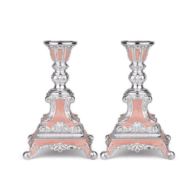 German Silver Candle Stand (Peach)