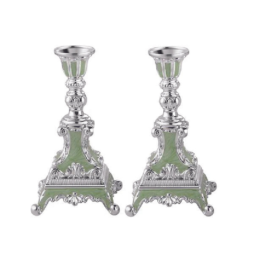 German Silver Candle Stand (Green)