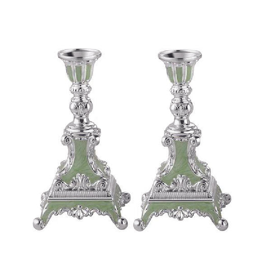 German Silver Candle Stand (Green)