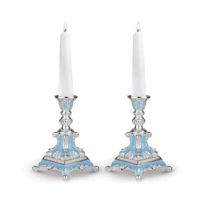 German Silver Candle Stand (Blue)