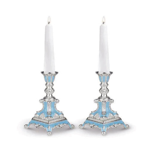 German Silver Candle Stand (Blue)