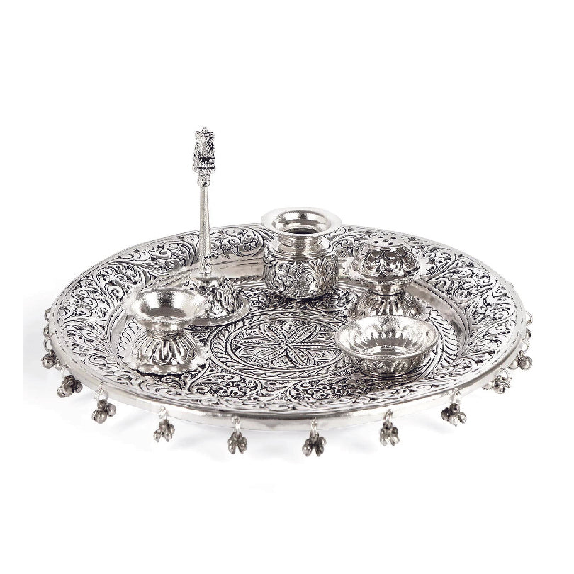 Antique German Silver Pooja Thali Set