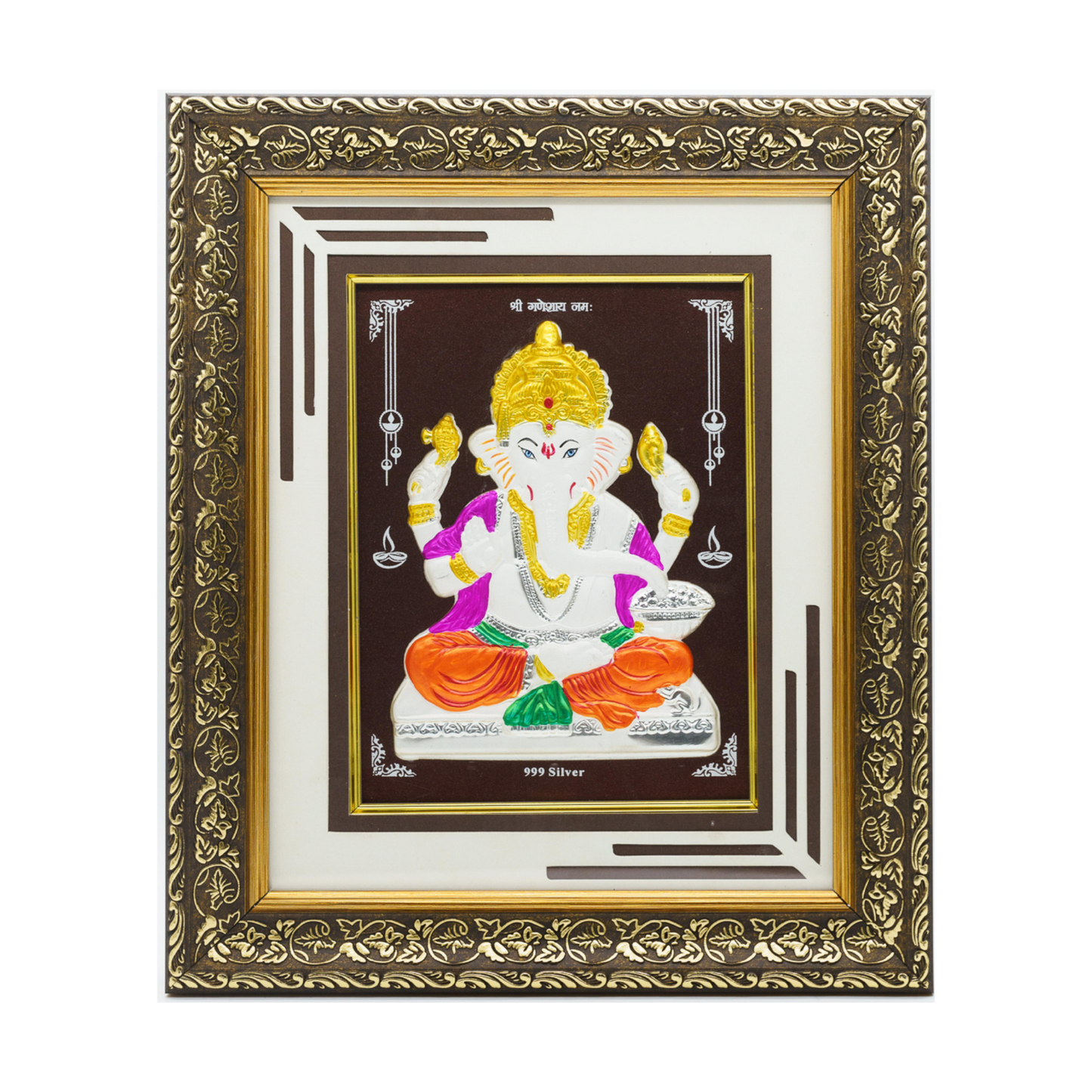 999 Silver Enamel Ganeshji Frame