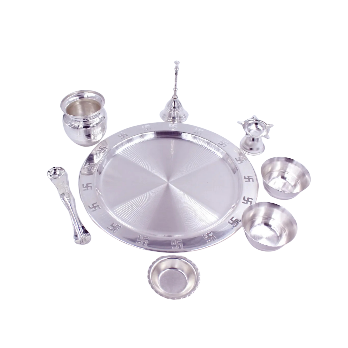 Silver plated pooja thali set