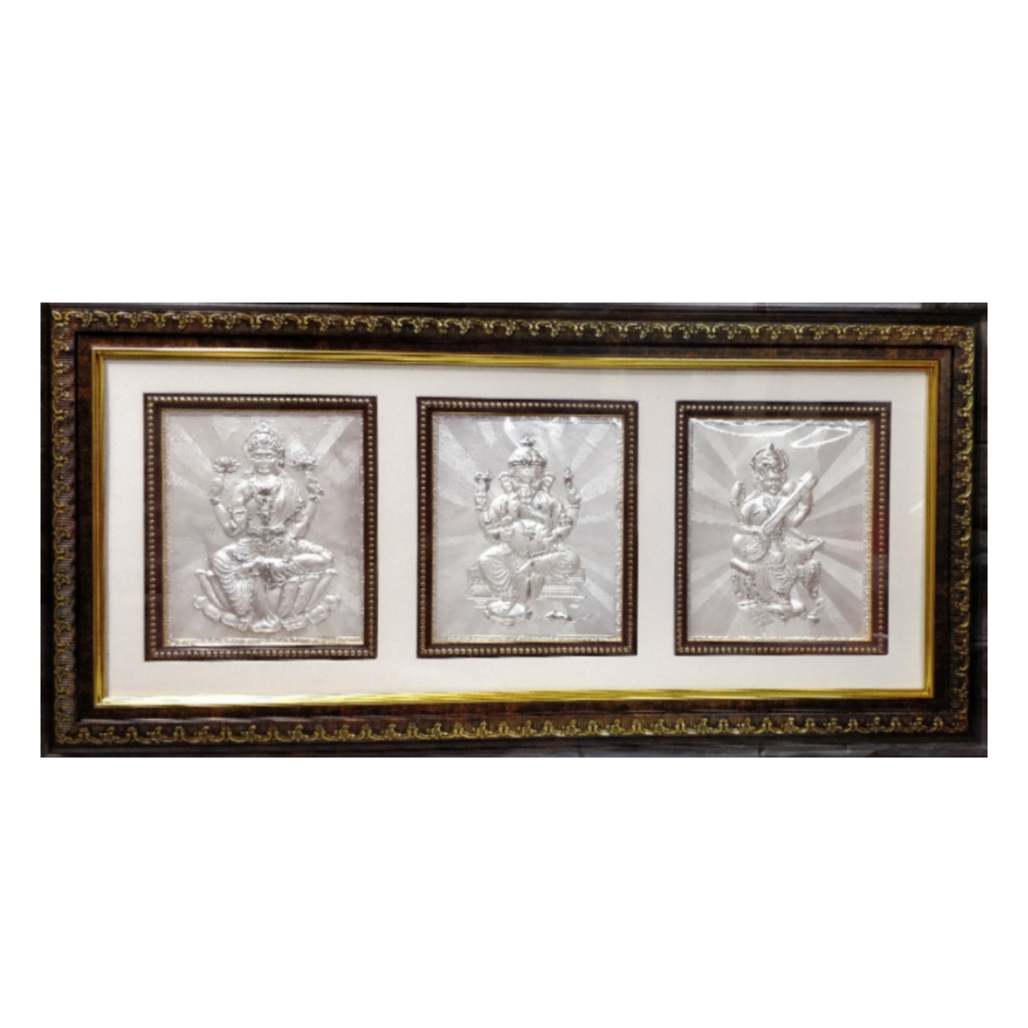 999 Silver Ganesh Lakshmi  Saraswati Frame