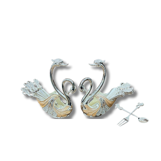 Swan spoon and fork set