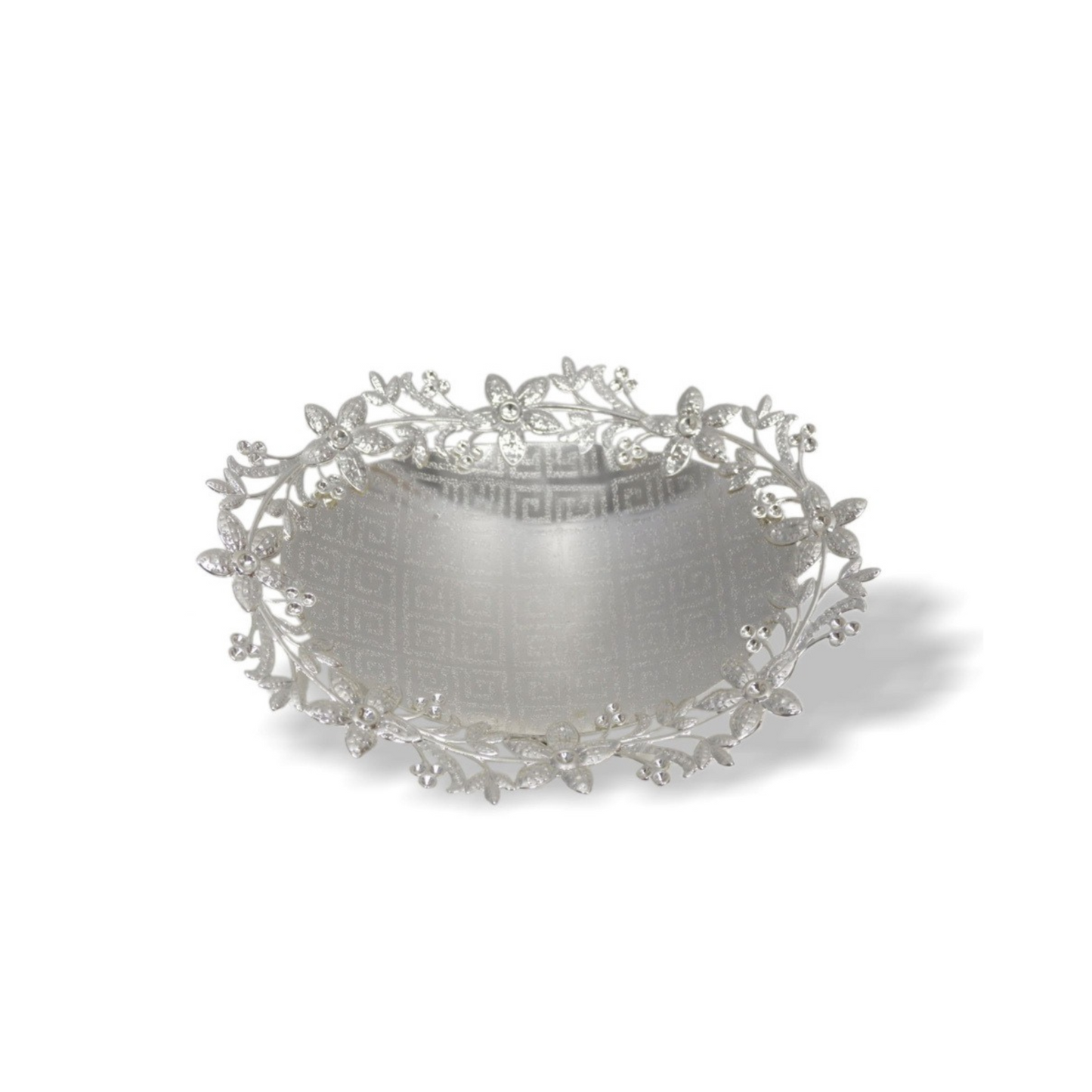 German silver leaf cutwork platter