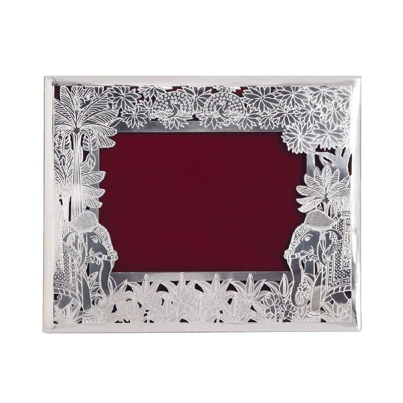 Silver plated elephant cutwork photo frame