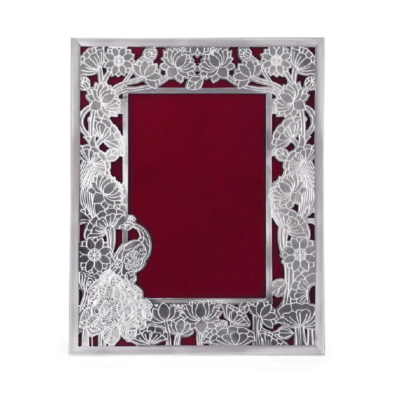 Silver plated peacock cutwork photo frame